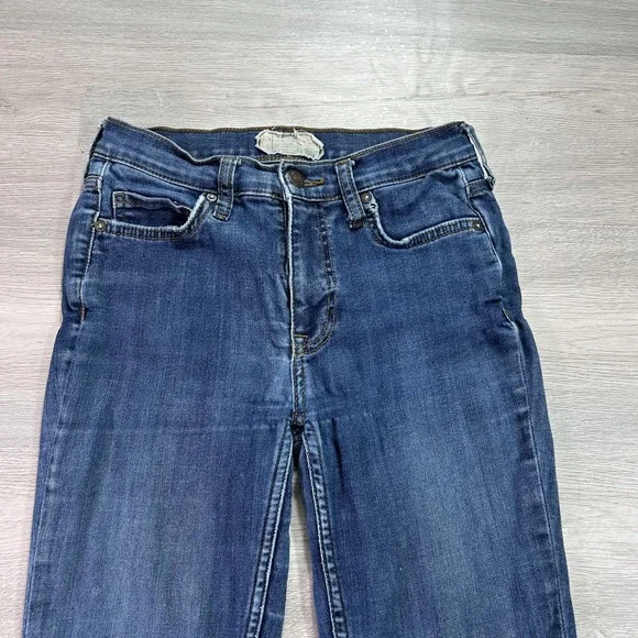 Free People Skinny Jeans Womens 24 Blue Dark Wash Ripped Knees Stretch Denim - Picture 3 of 15